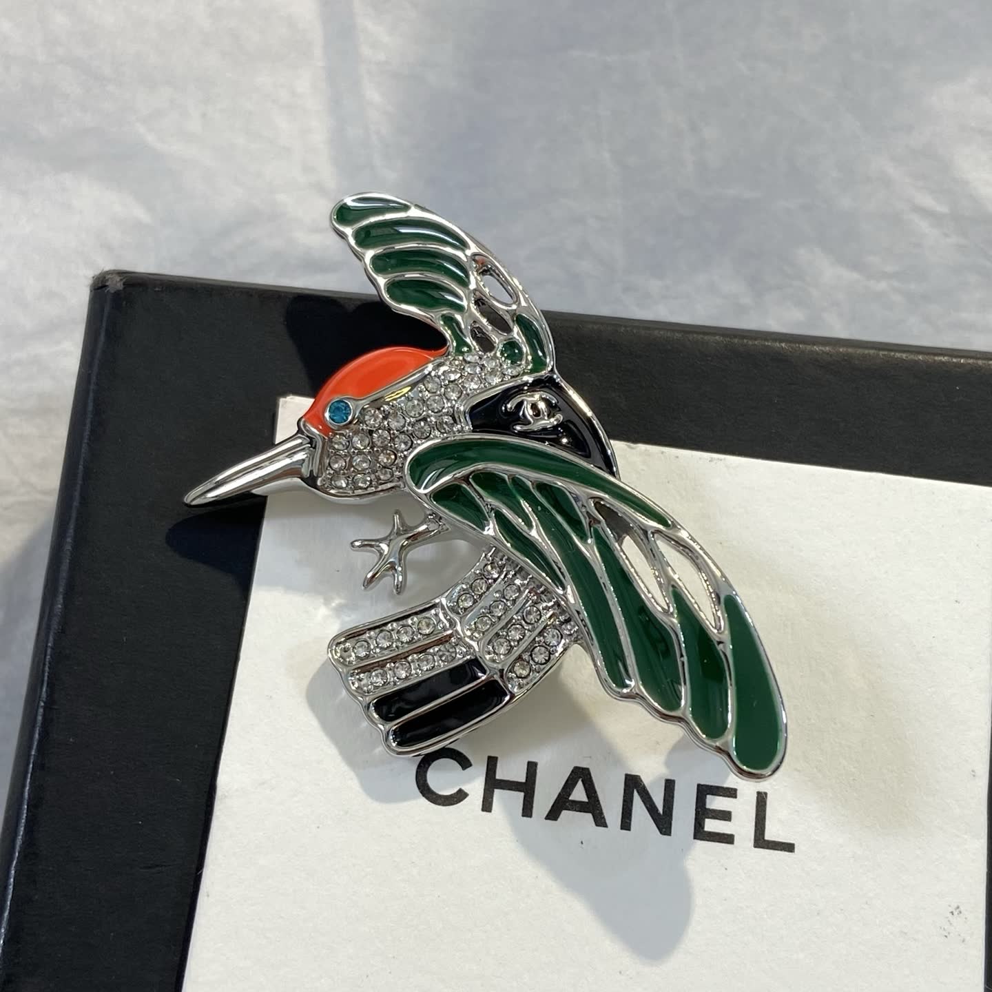 Chanel Enamel and Crystal Bird Brooch Chanel Enamel and Crystal Bird Brooch