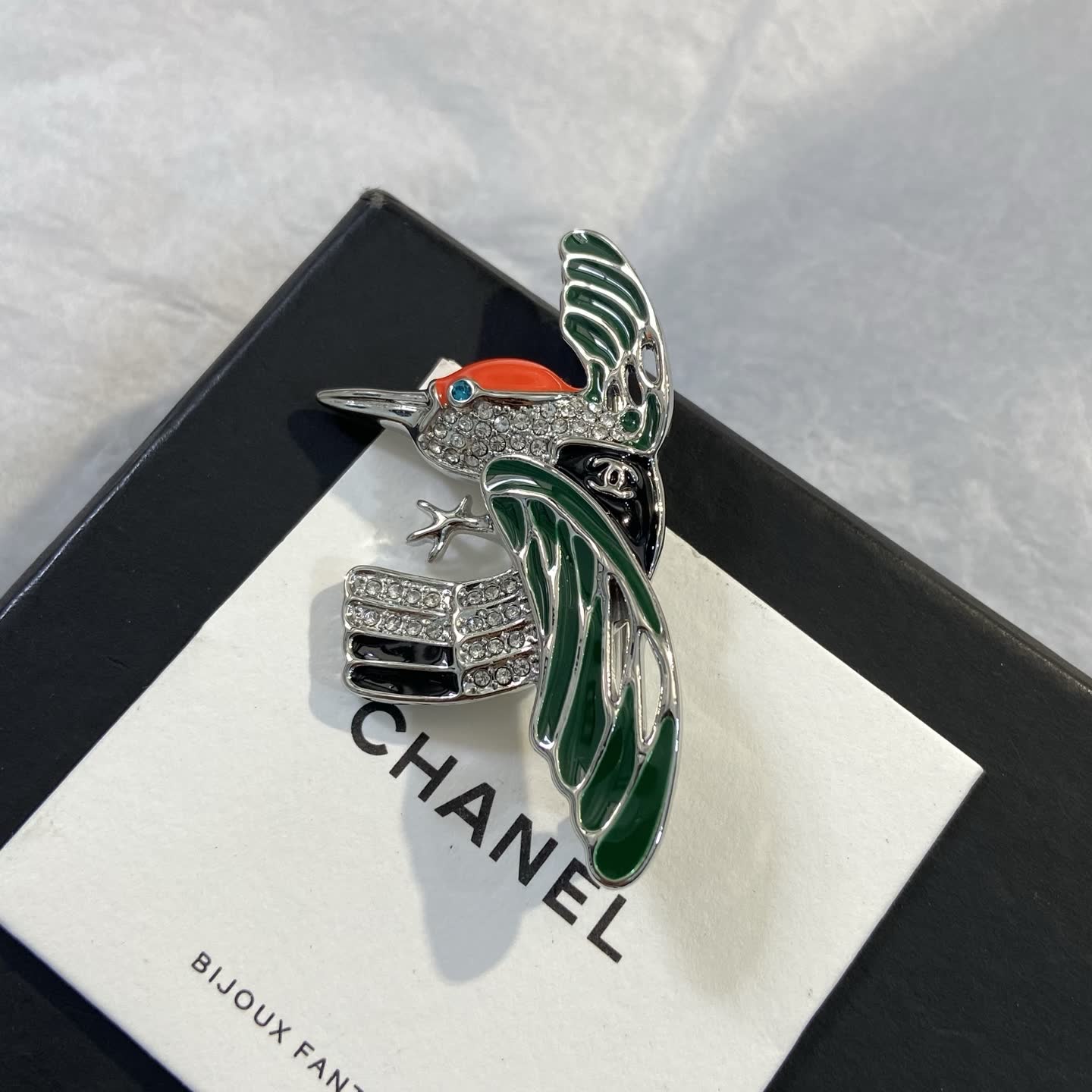 Chanel Enamel and Crystal Bird Brooch