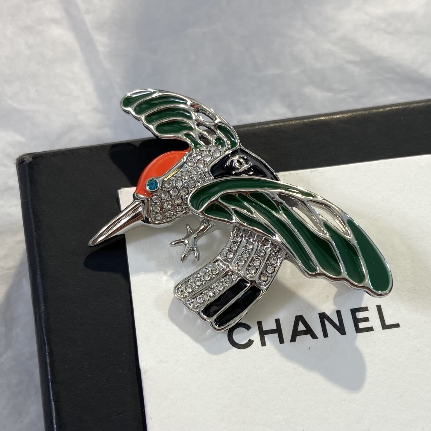 Chanel Enamel and Crystal Bird Brooch