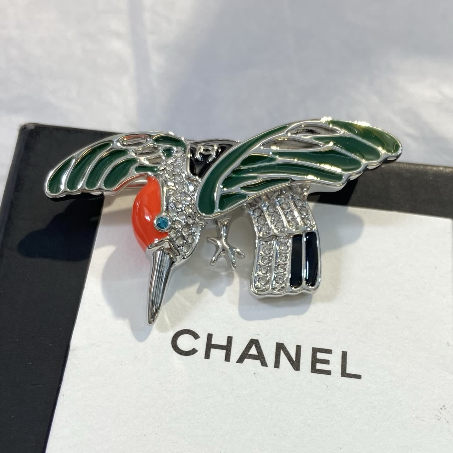 Chanel Enamel and Crystal Bird Brooch