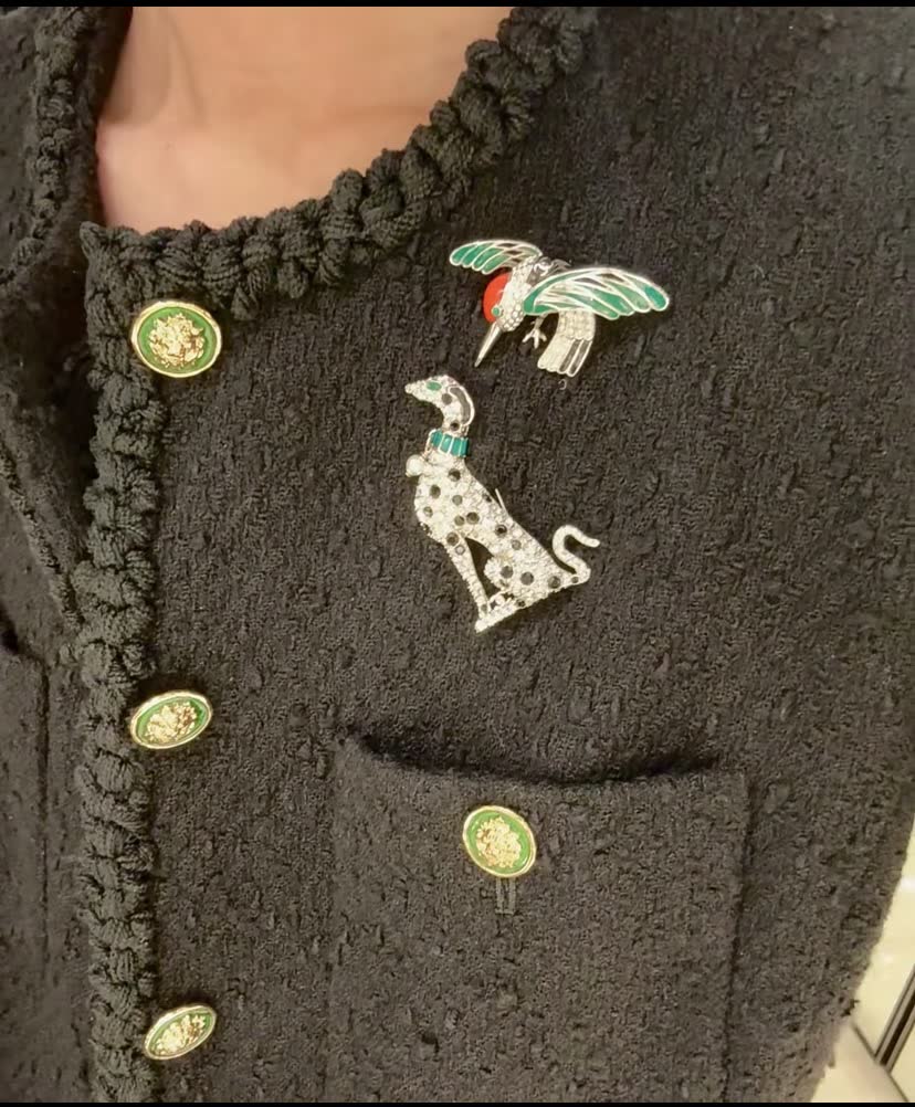 Chanel Enamel and Crystal Bird Brooch