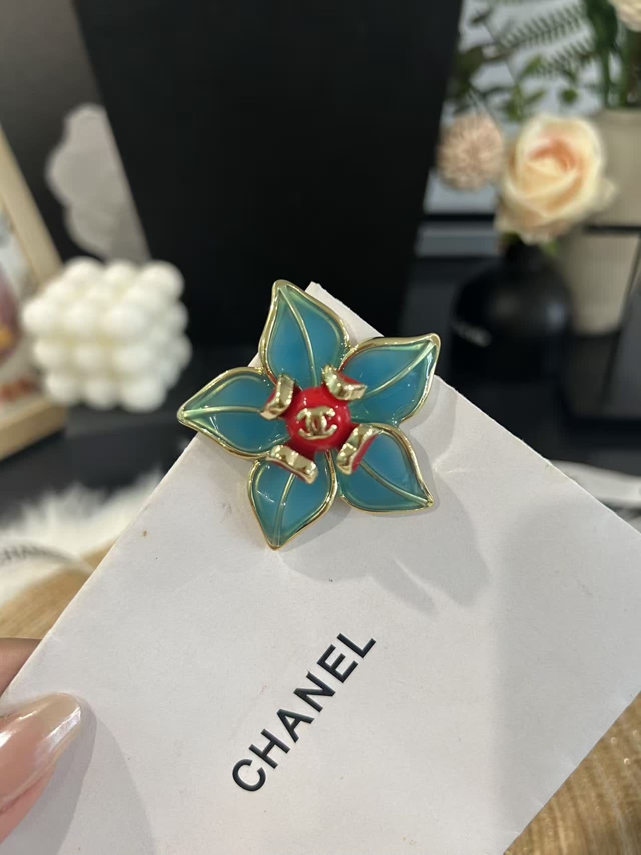 Chanel Enamel Flower Brooch