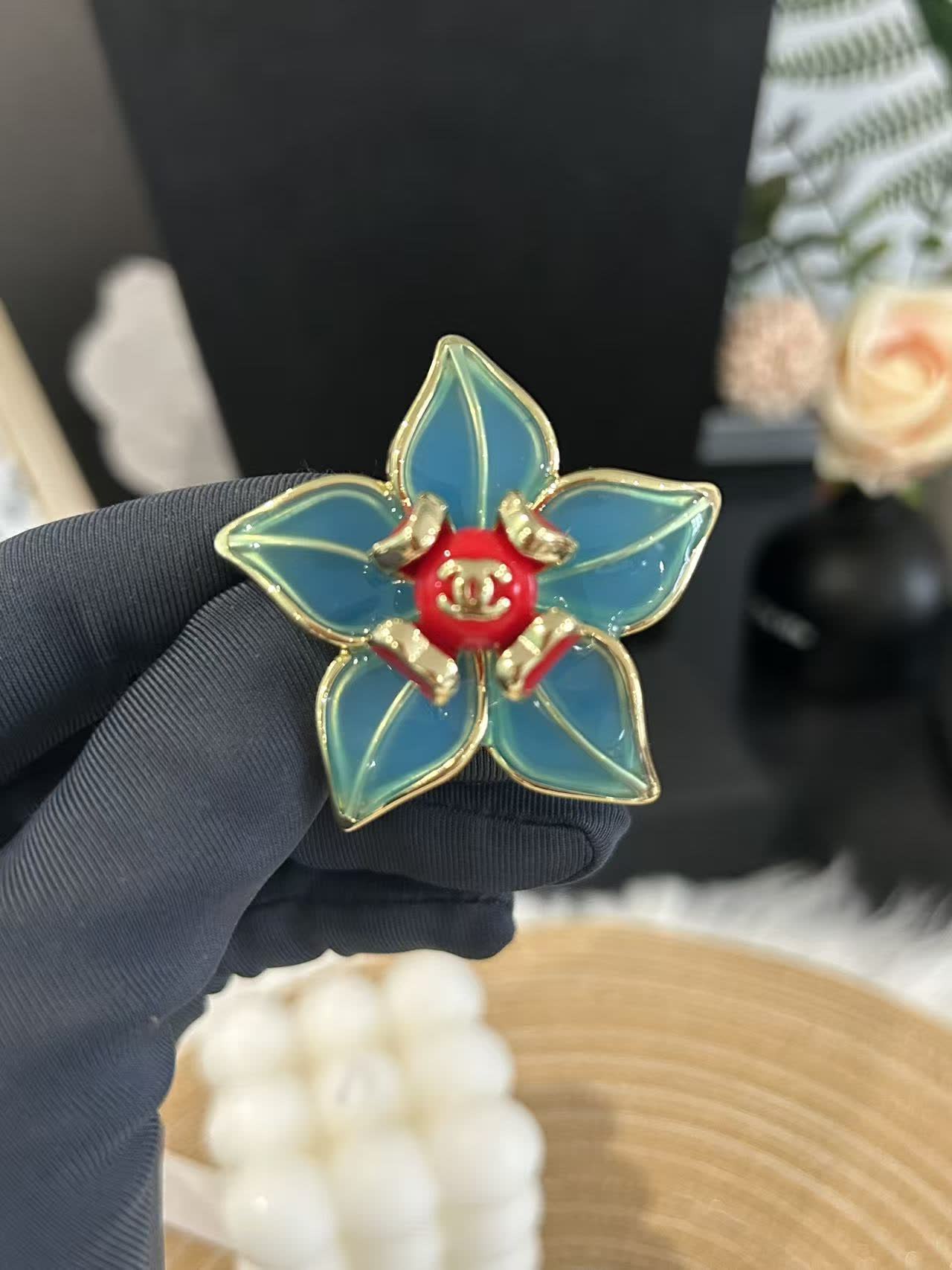 Chanel Enamel Flower Brooch
