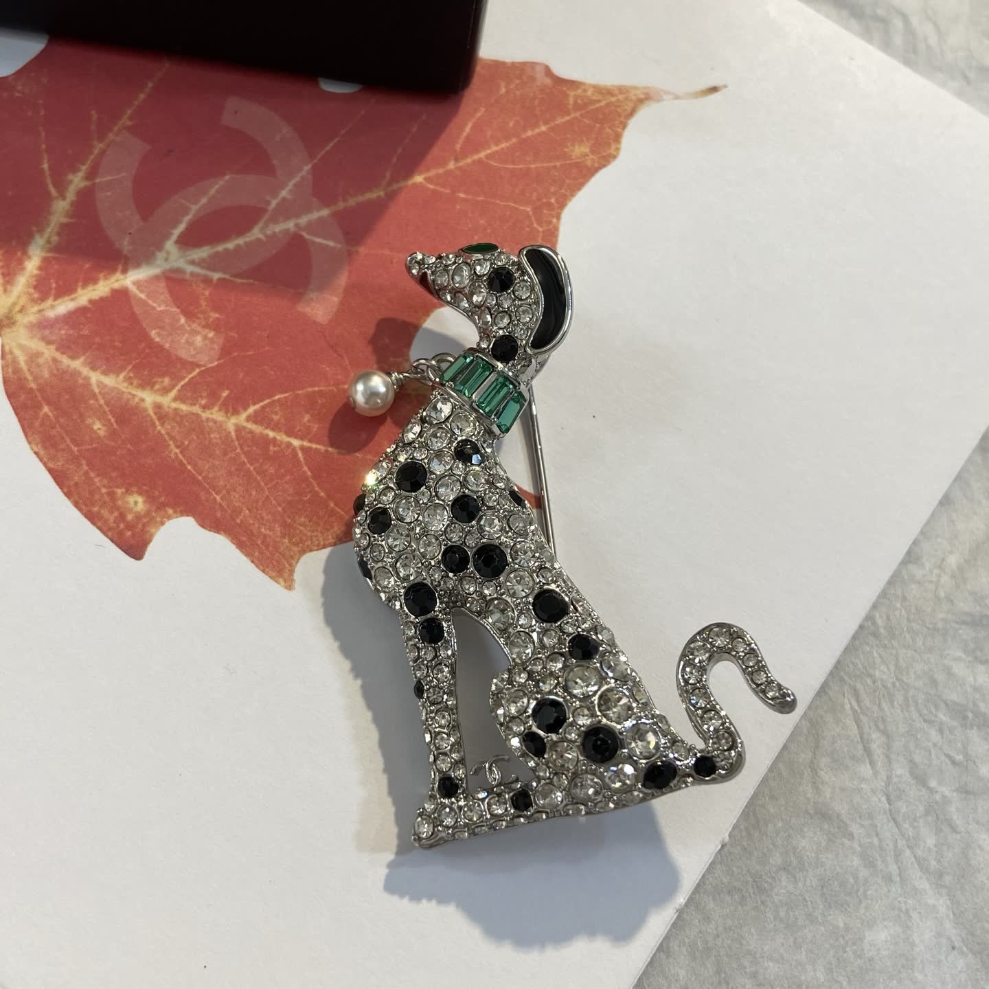 Chanel Crystal Dog Brooch