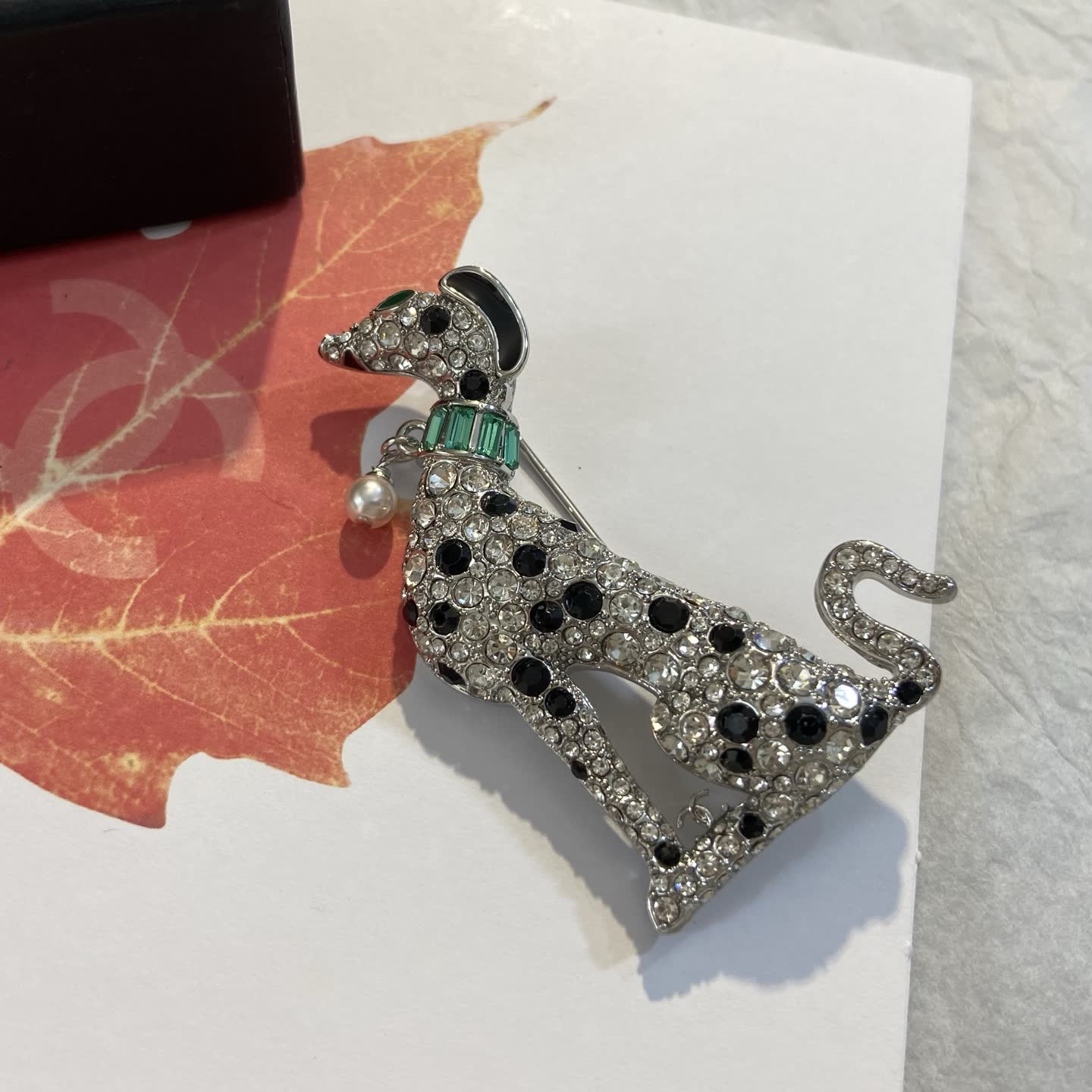 Chanel Crystal Dog Brooch