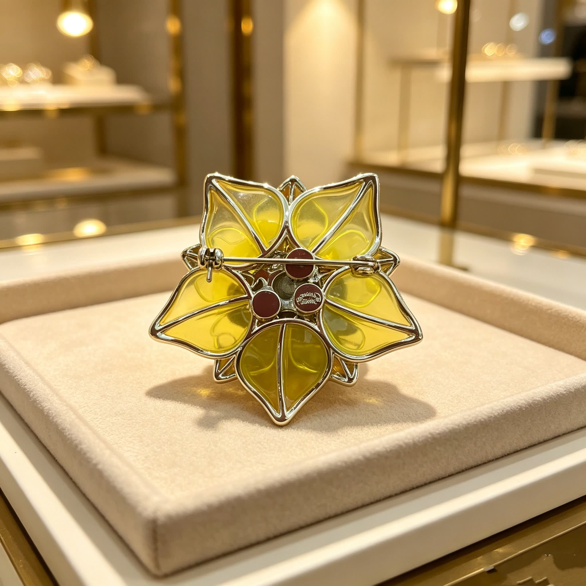 Chanel Yellow Crystal Flower Brooch