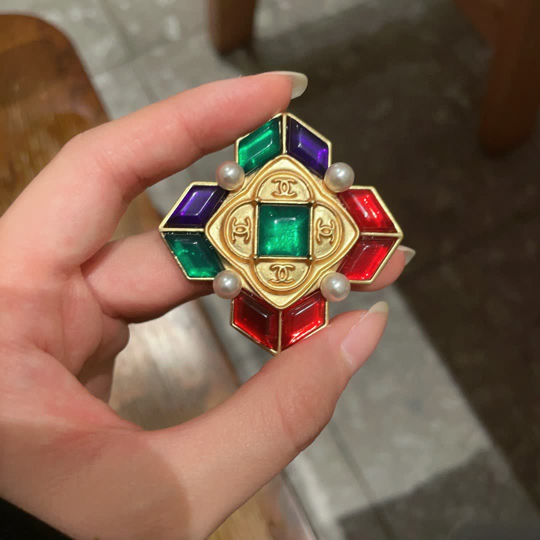 Chanel Multicolored Gemstone Brooch