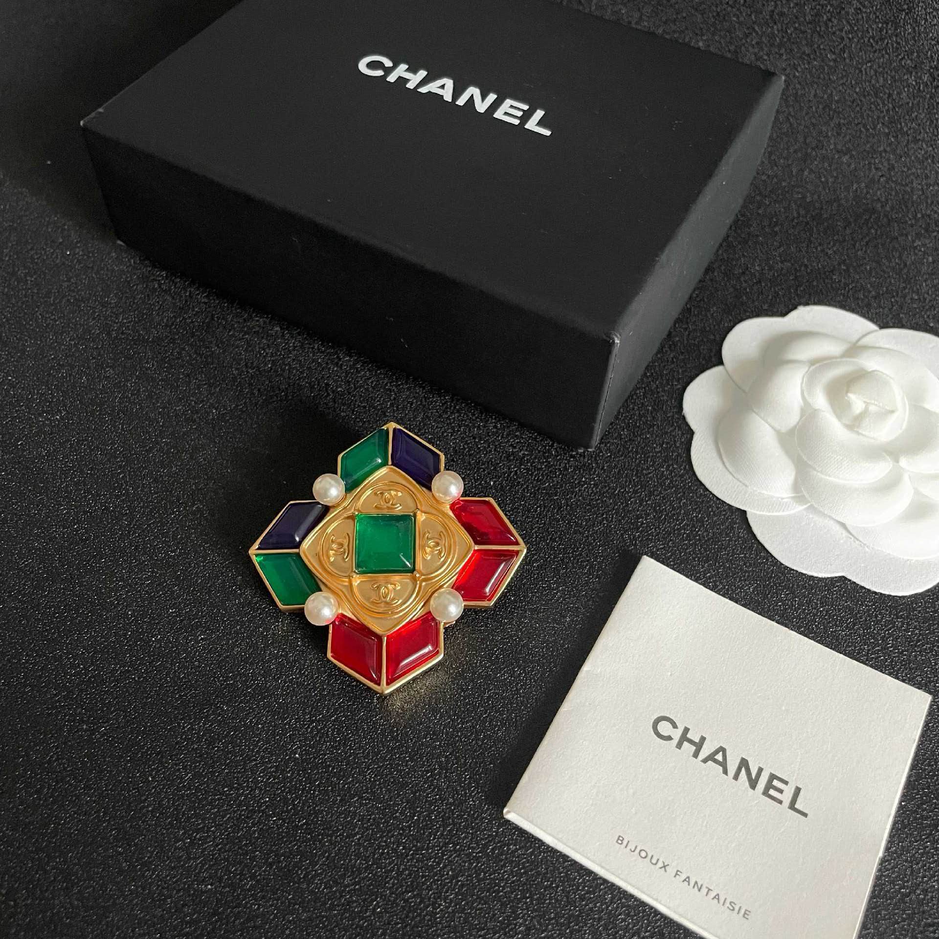 Chanel Multicolored Gemstone Brooch