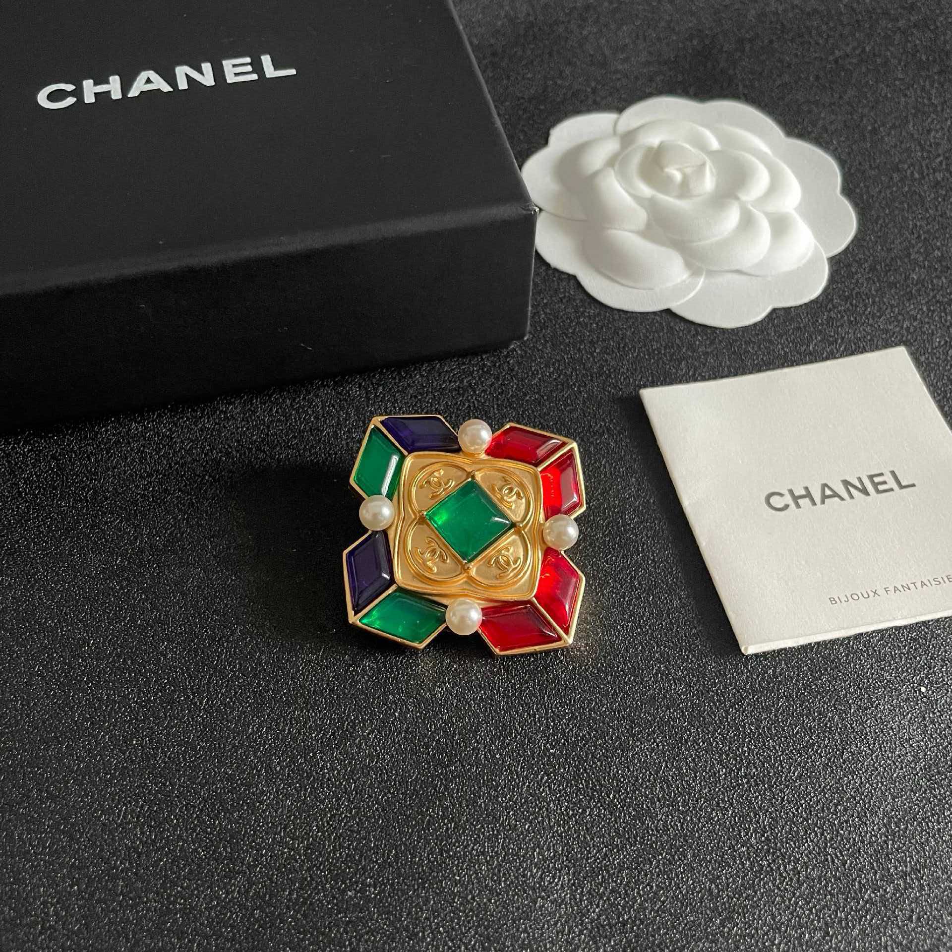Chanel Multicolored Gemstone Brooch