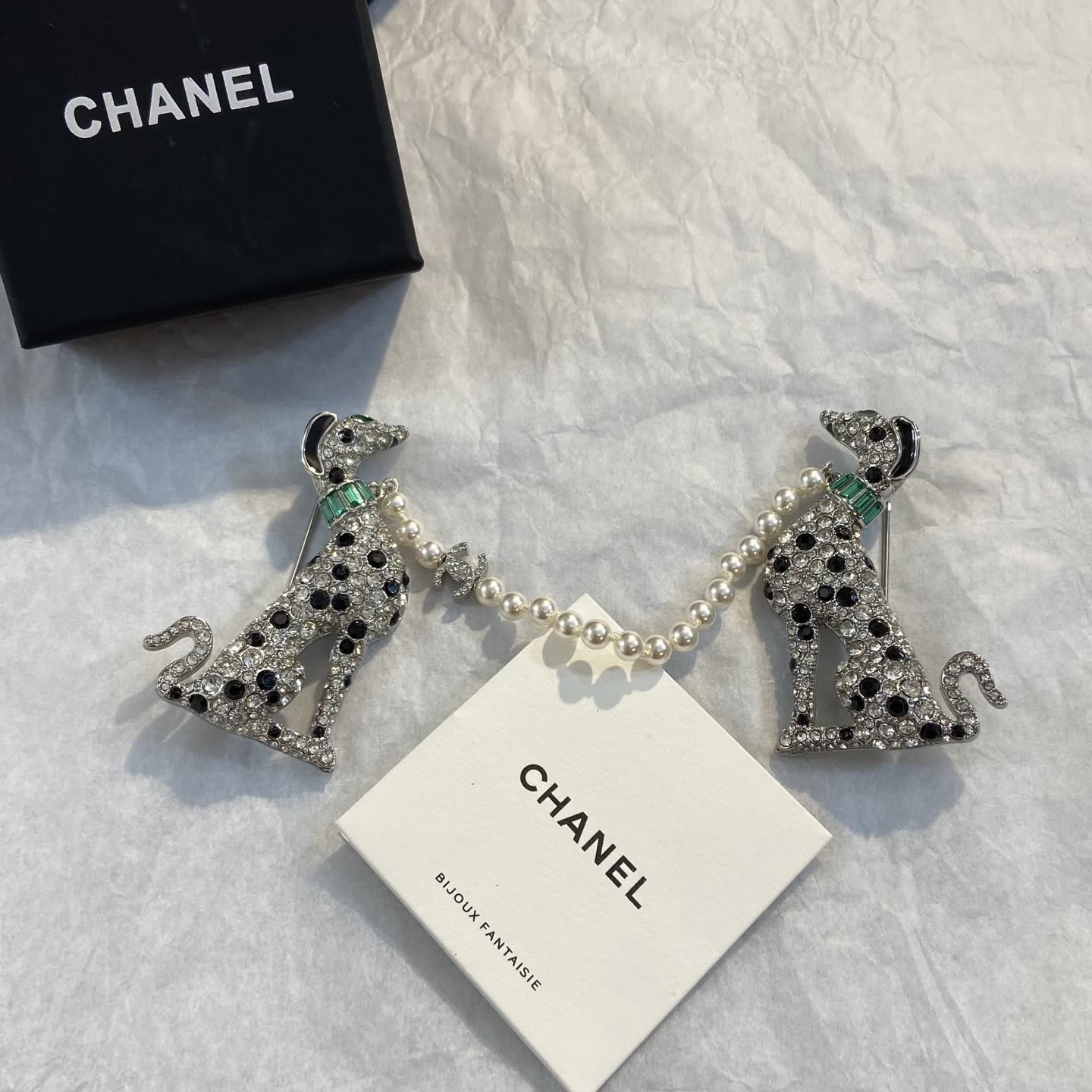 Chanel Greyhound Dog Brooch with Pearls