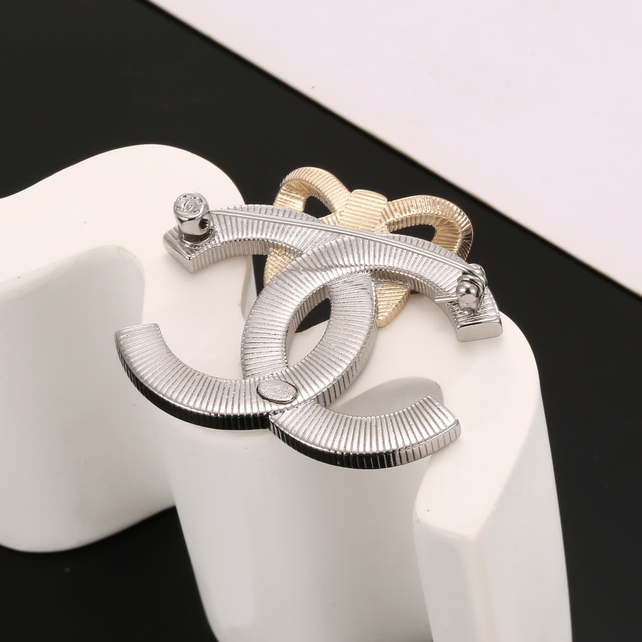 Chanel CC Logo Crystal Brooch