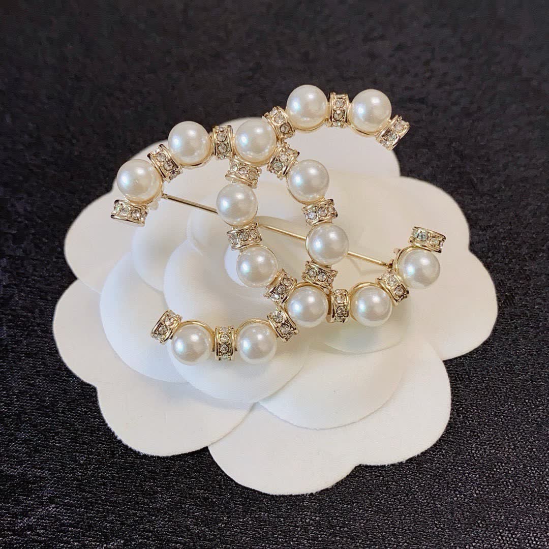 Chanel CC Pearl Brooch