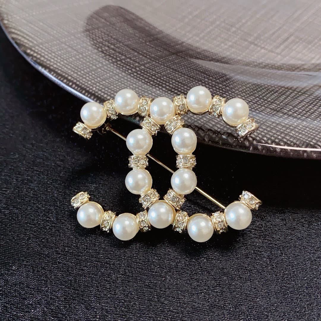 Chanel CC Pearl Brooch