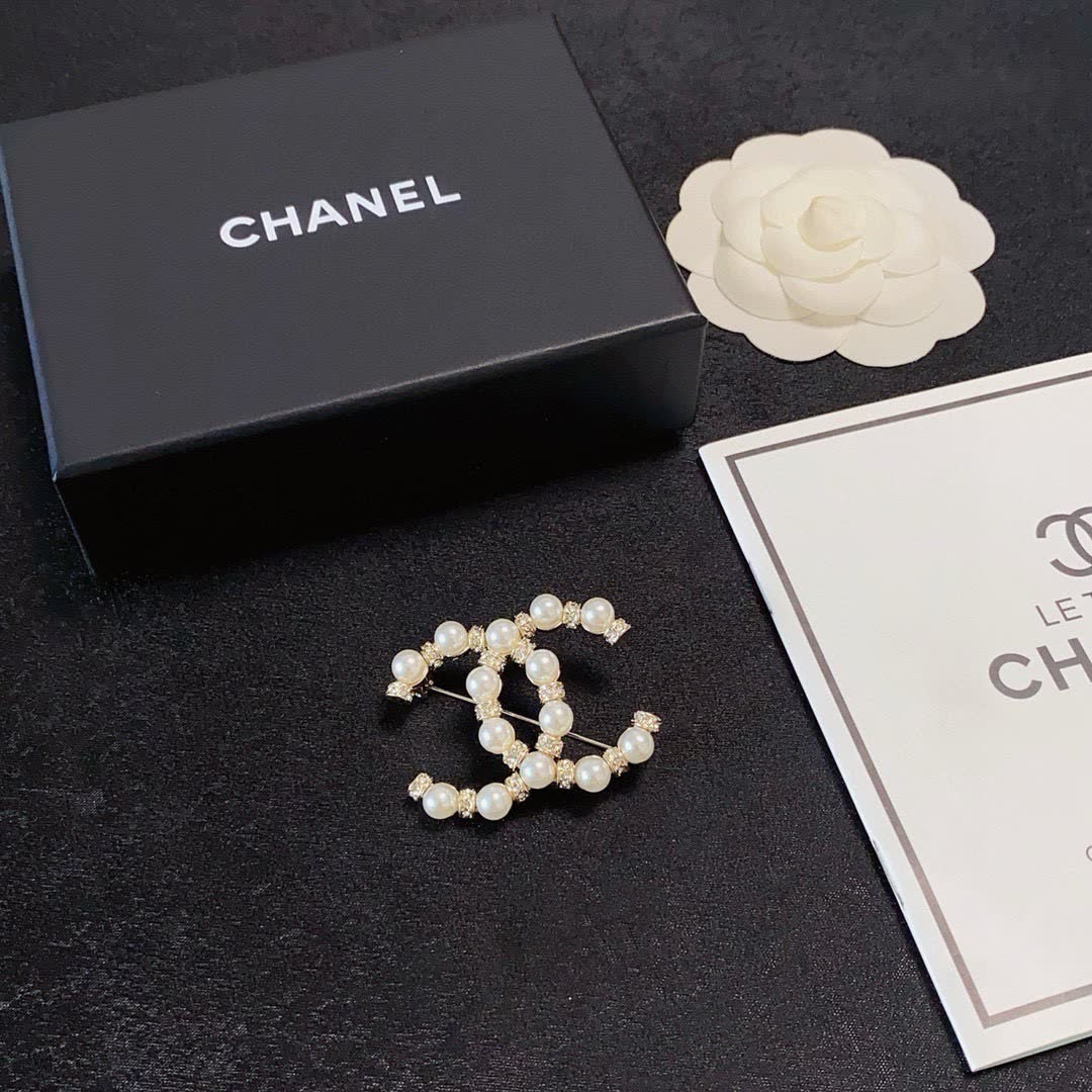 Chanel CC Pearl Brooch