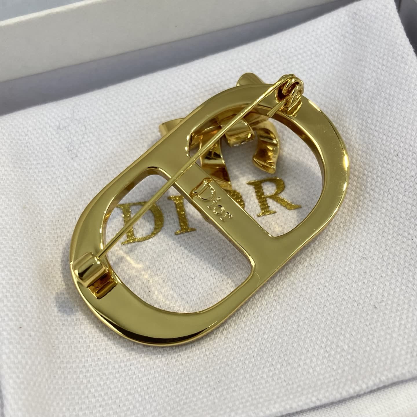 Dior Gold Tone Crystal 'CD' Brooch