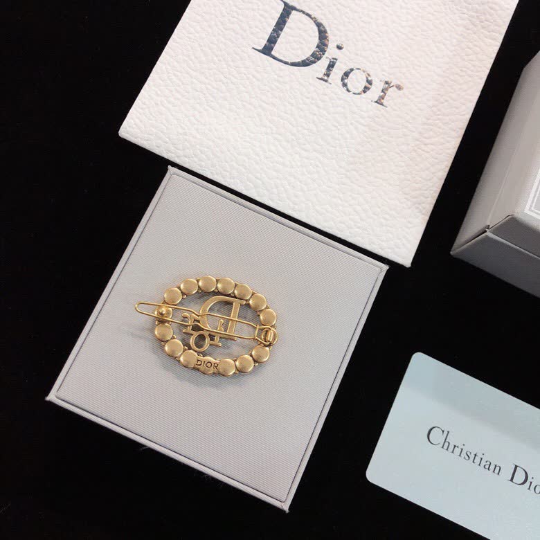 Christian Dior Gold Tone Crystal Brooch