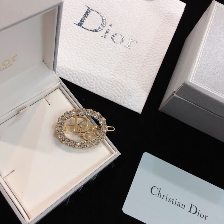 Christian Dior Gold Tone Crystal Brooch