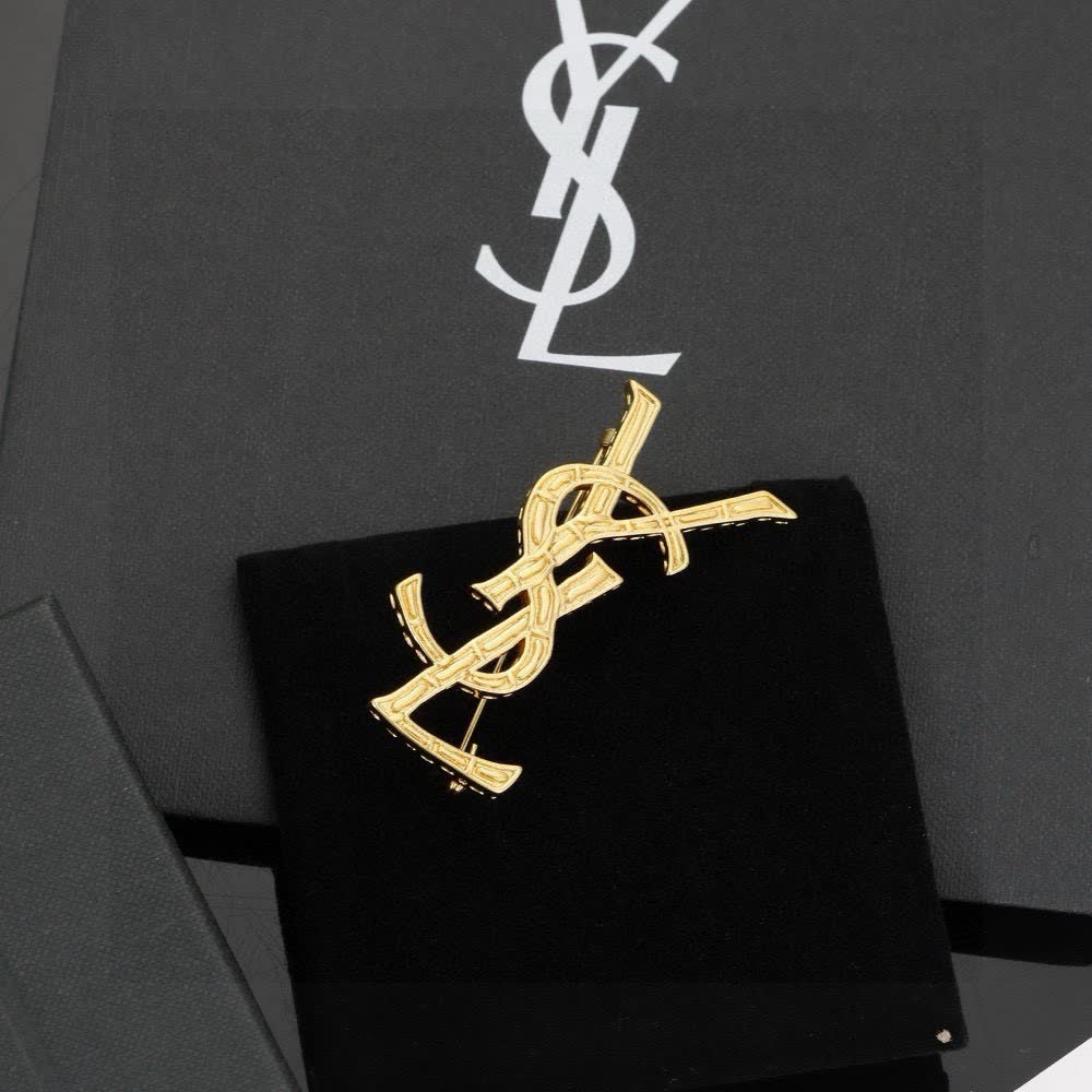 YSL Logo Brooch
