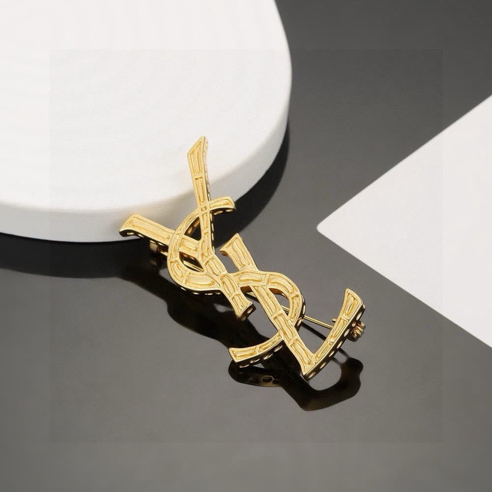 YSL Logo Brooch