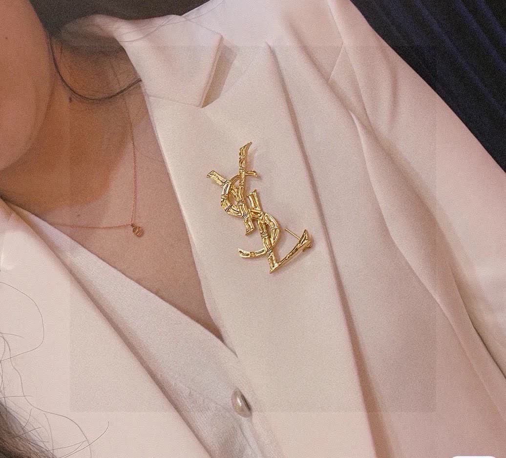 YSL Logo Brooch