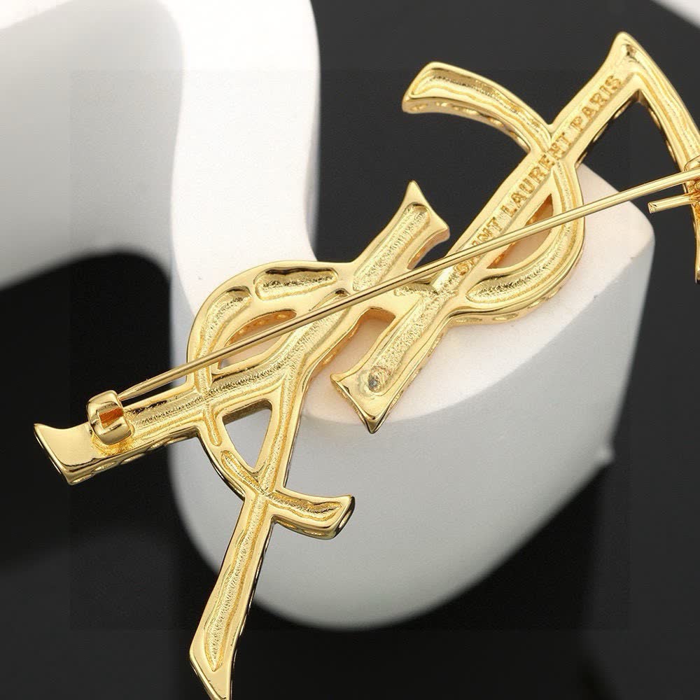 YSL Logo Brooch