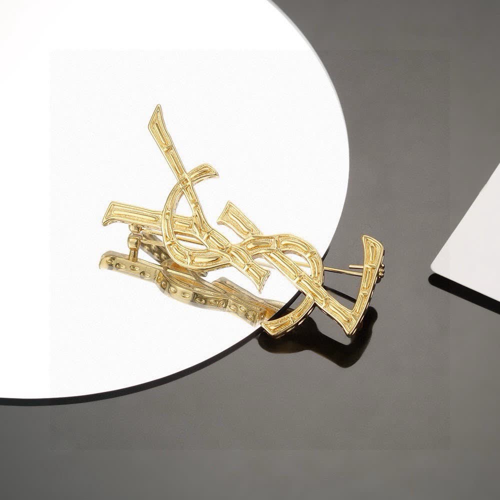 YSL Logo Brooch