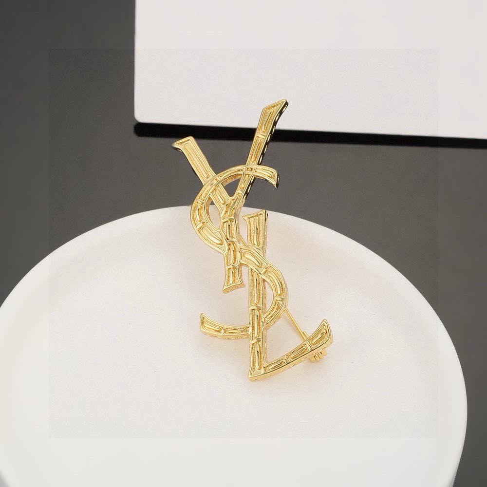 YSL Logo Brooch