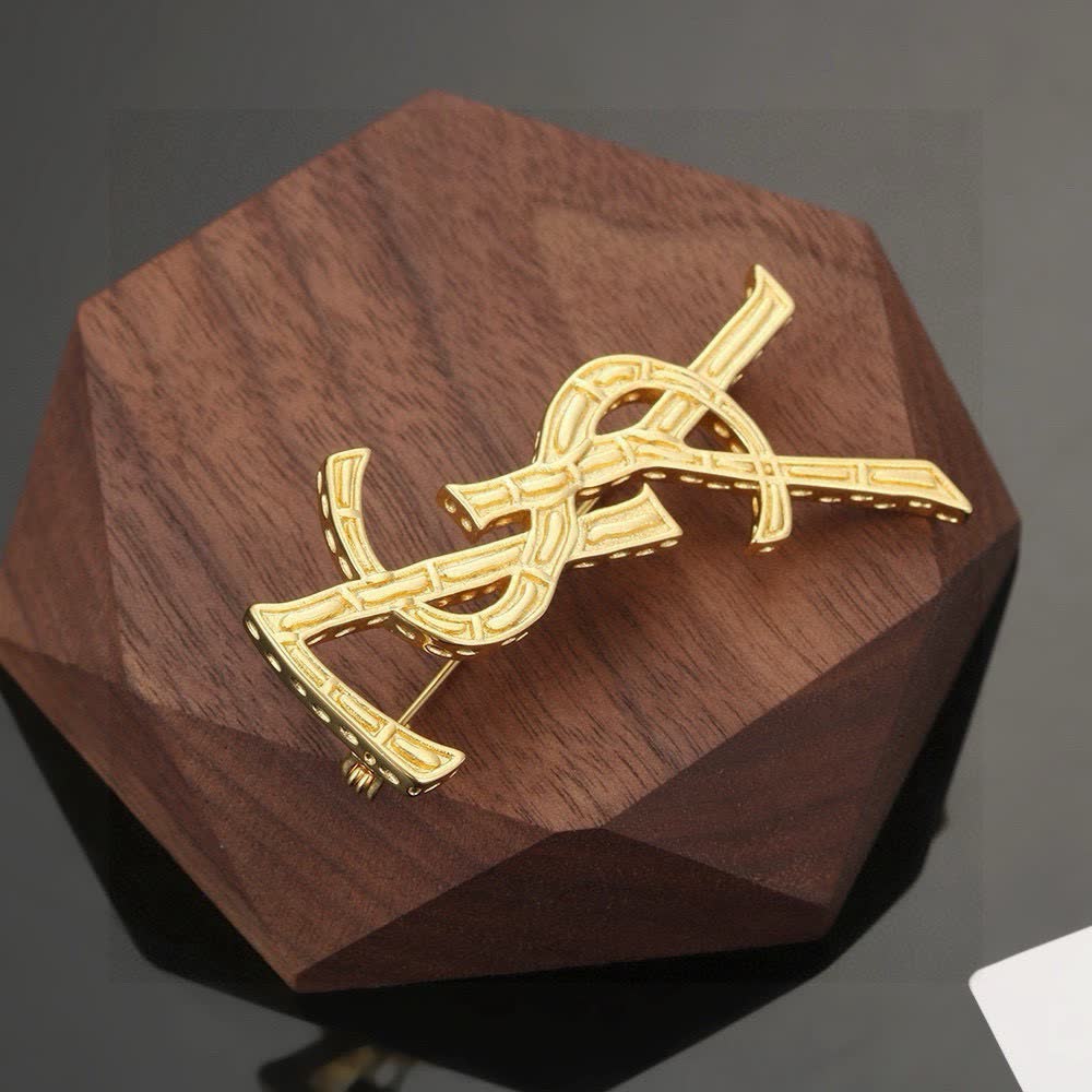 YSL Logo Brooch