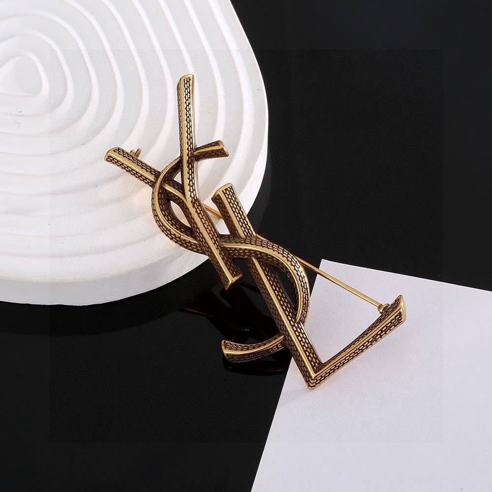 Saint Laurent YSL Logo Brooch