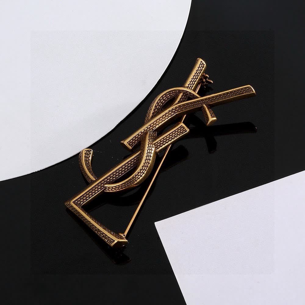 Saint Laurent YSL Logo Brooch