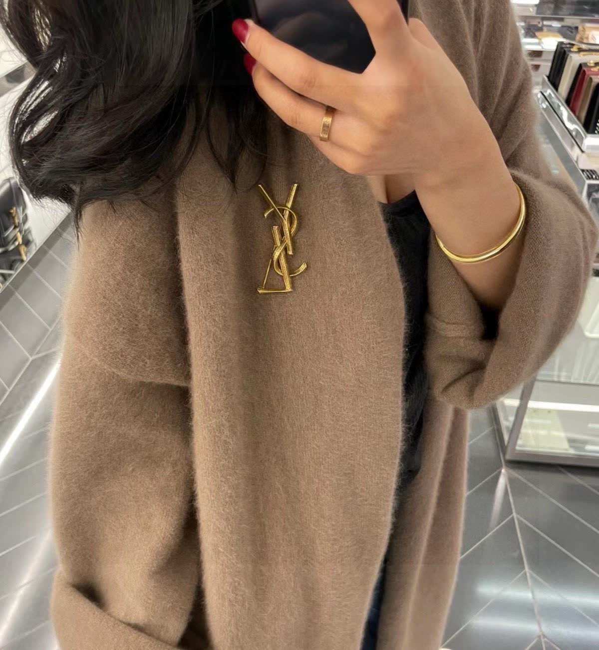 Saint Laurent YSL Logo Brooch