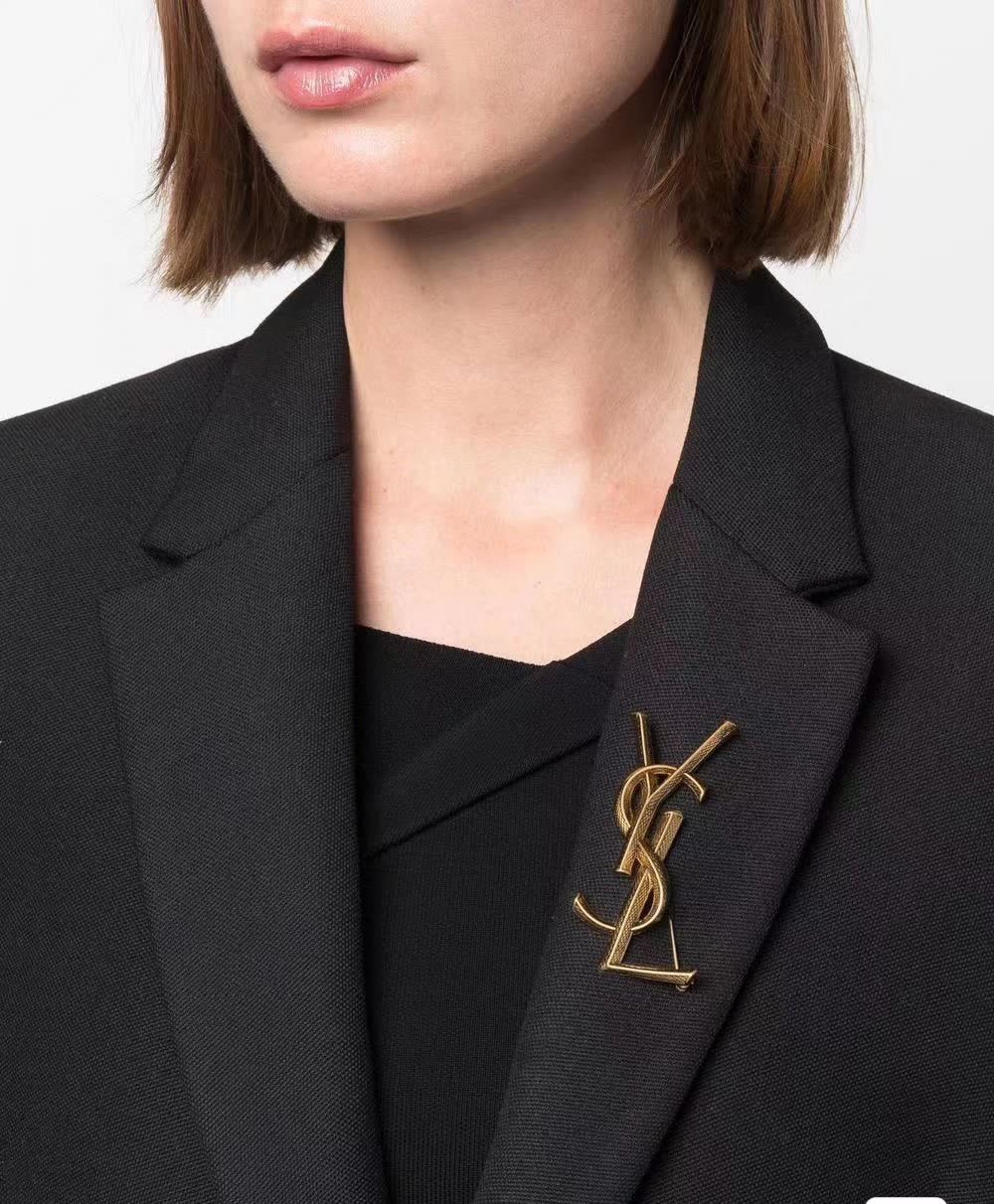 Saint Laurent YSL Logo Brooch
