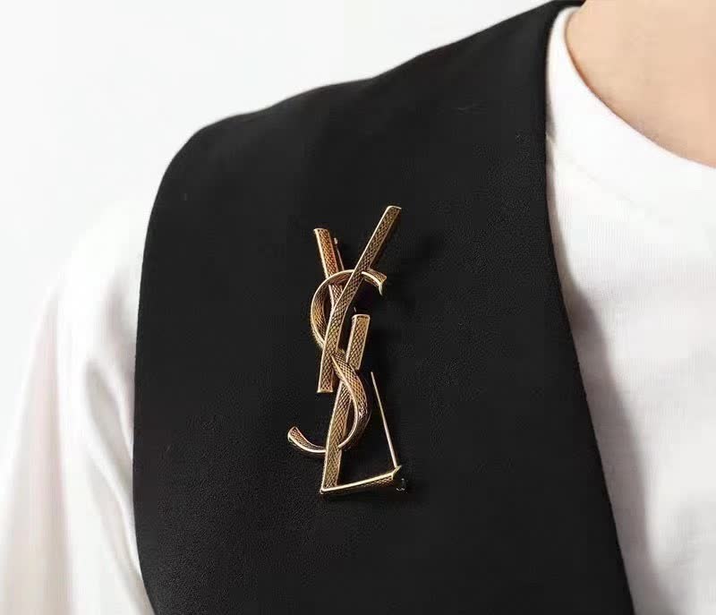 Saint Laurent YSL Logo Brooch