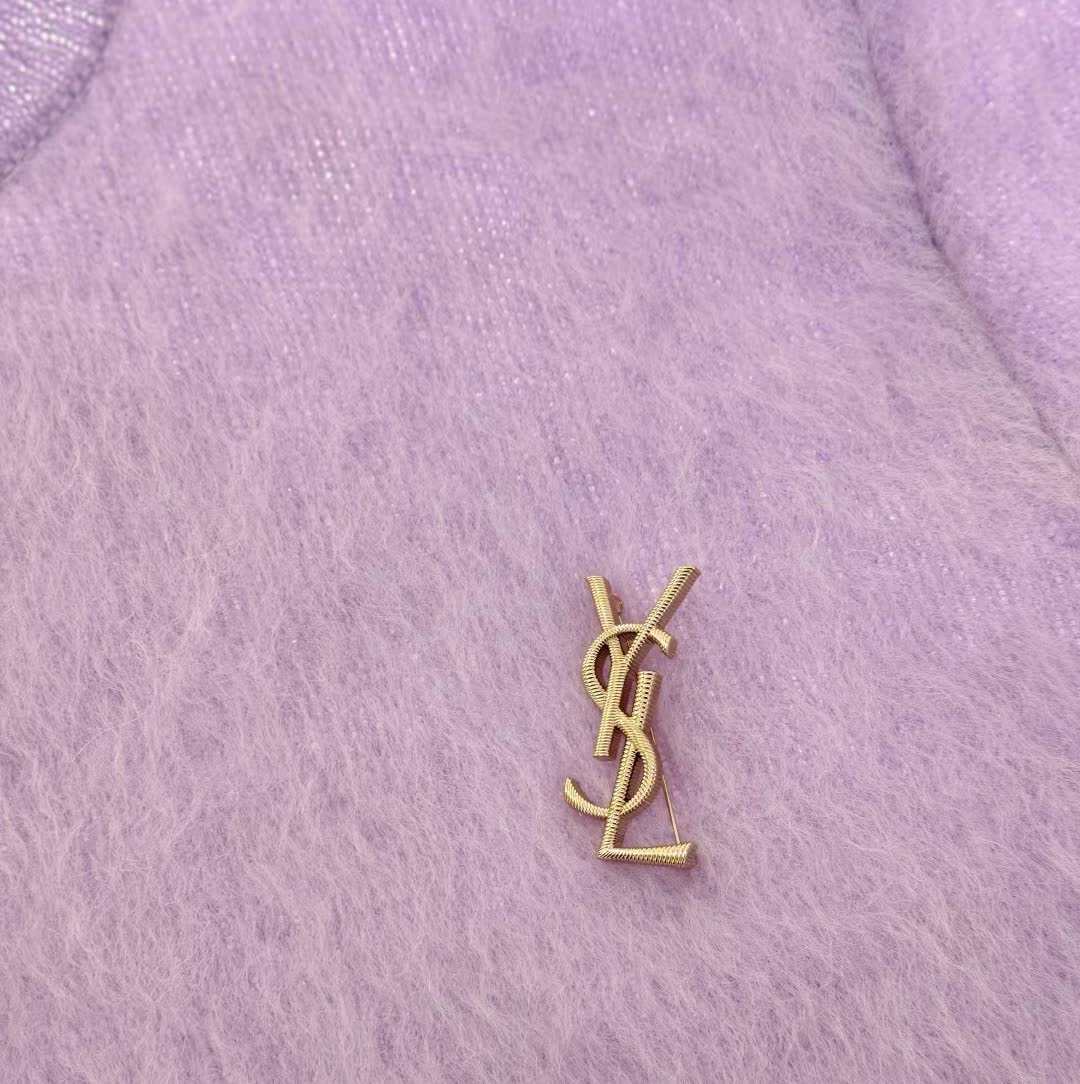 YSL Logo Brooch