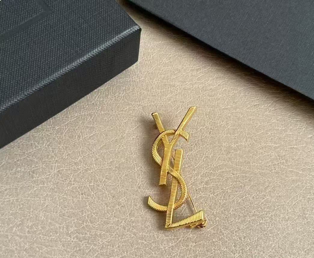 YSL Logo Brooch