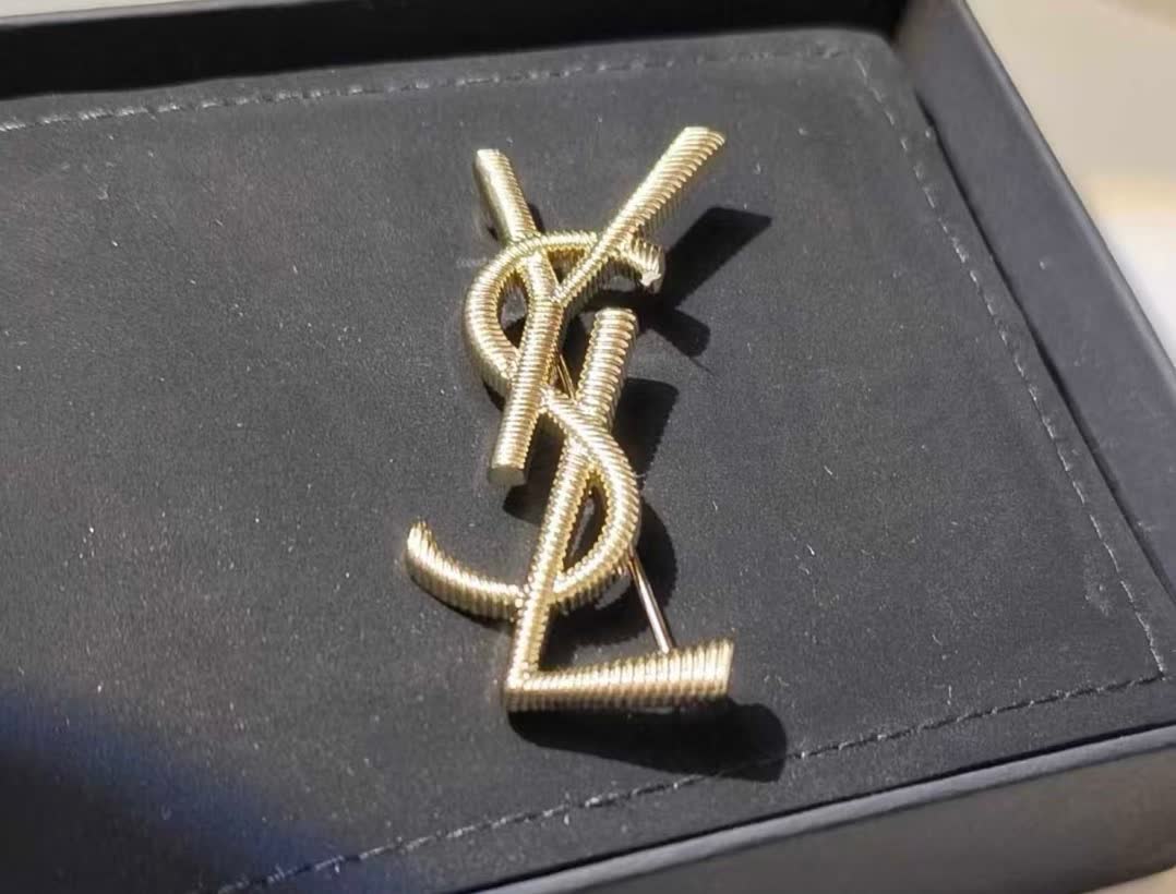 YSL Logo Brooch