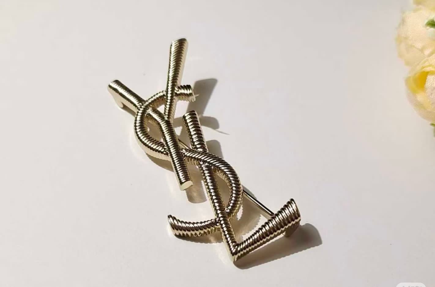 YSL Logo Brooch