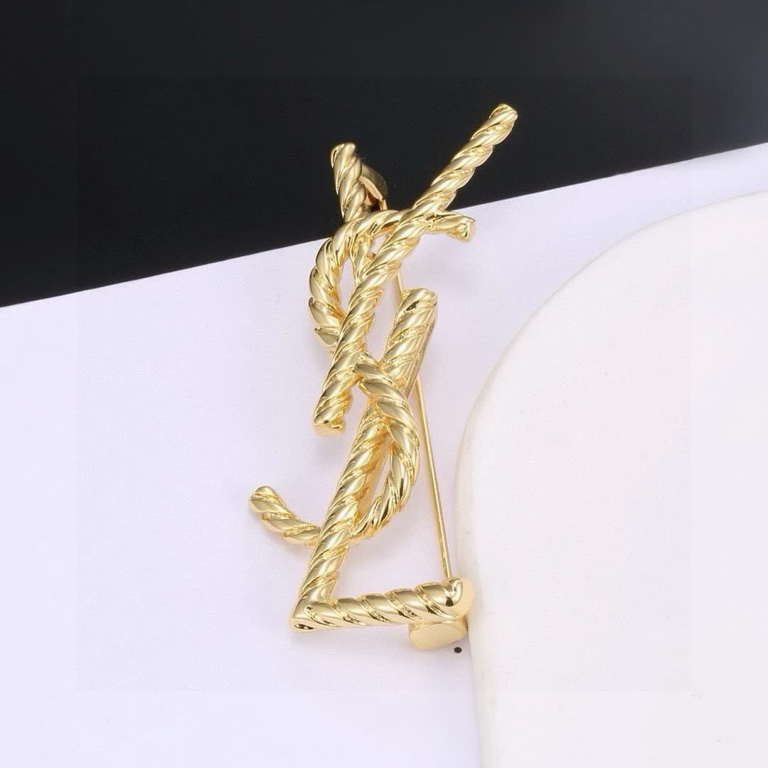 YSL YSL Logo Brooch