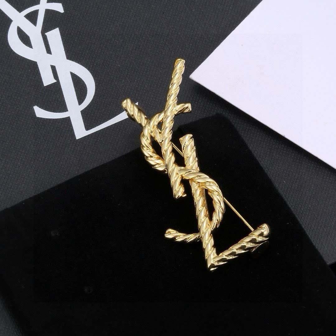 YSL YSL Logo Brooch