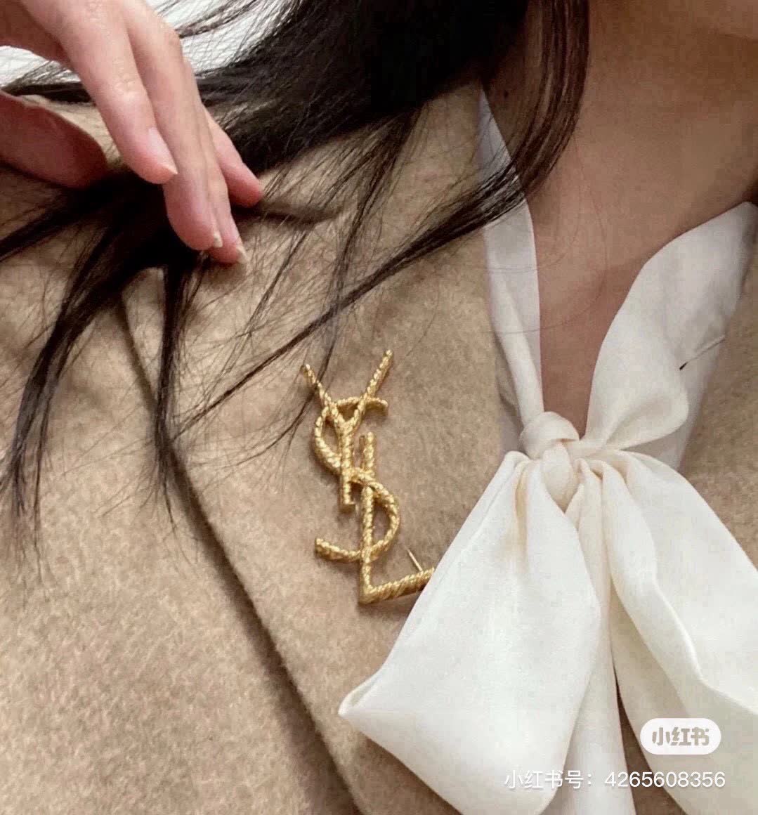 YSL YSL Logo Brooch