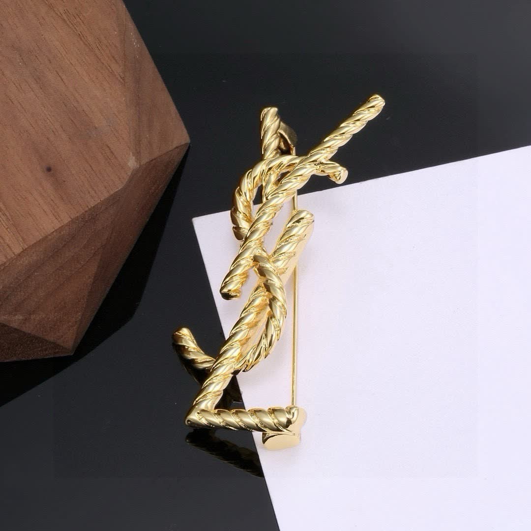 YSL YSL Logo Brooch