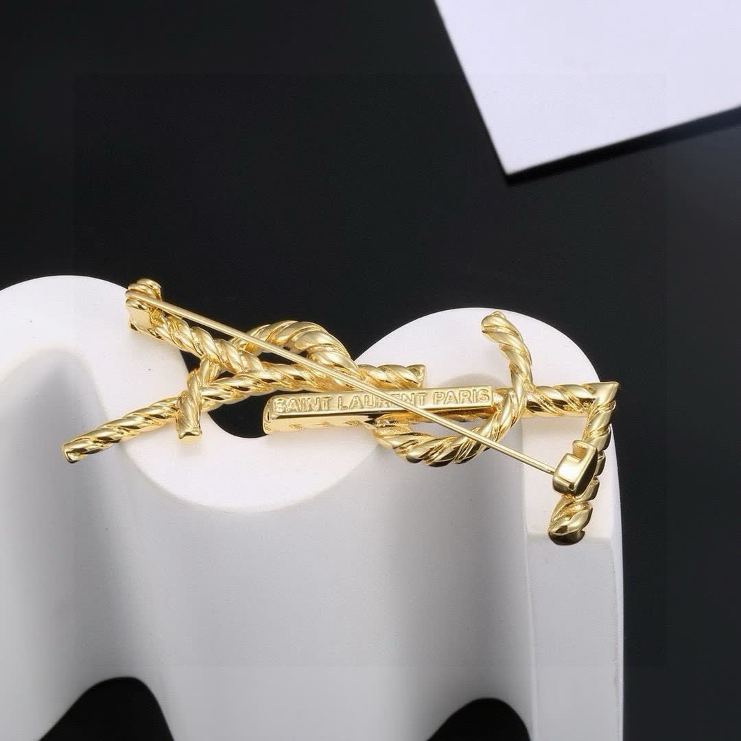 YSL YSL Logo Brooch