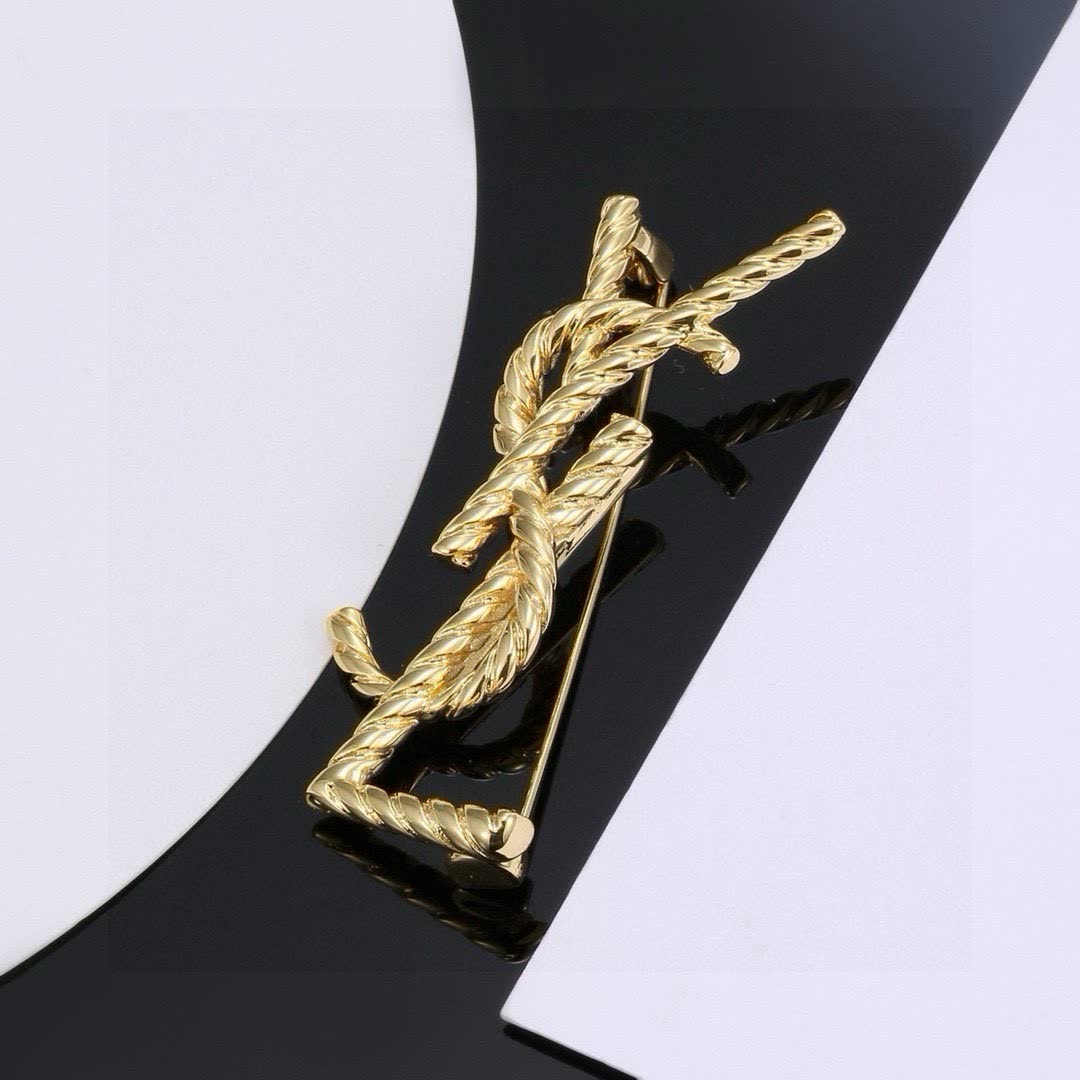 YSL YSL Logo Brooch