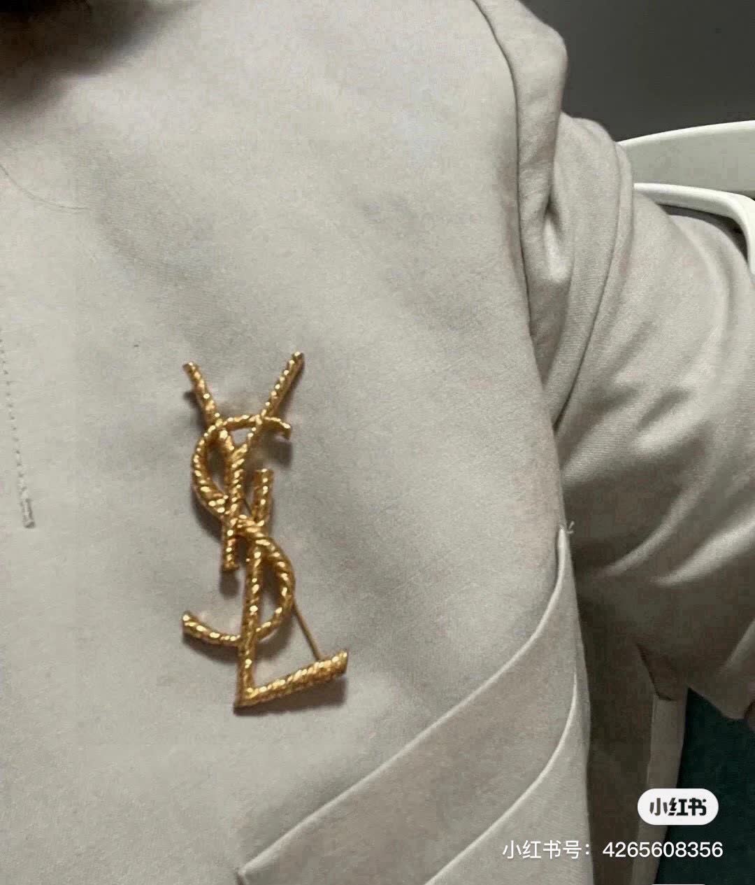 YSL YSL Logo Brooch