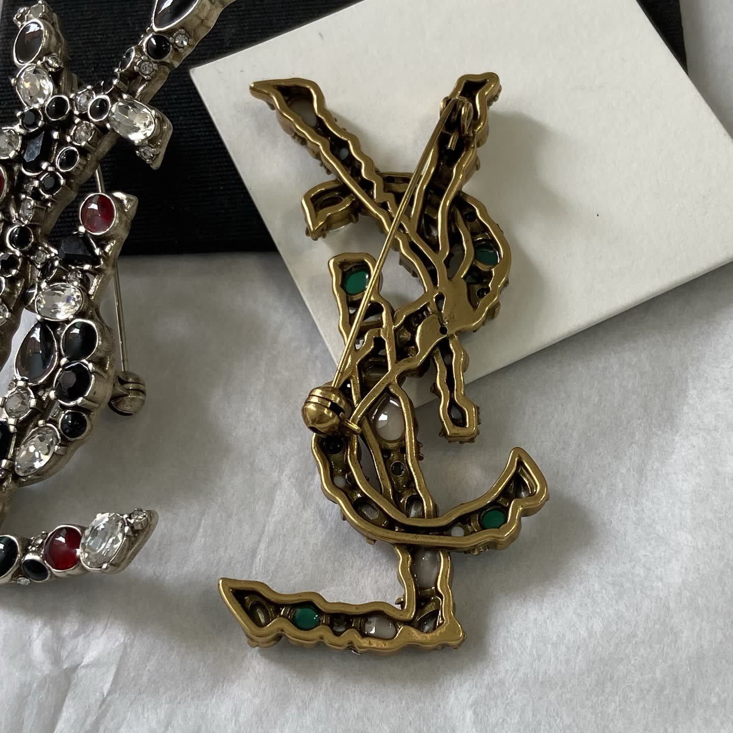 YSL Crystal Embellished Brooches