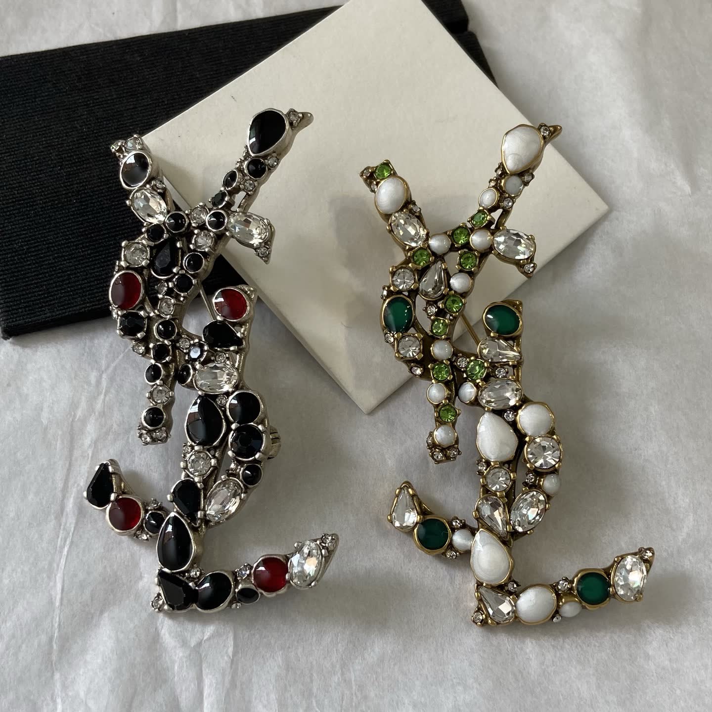 YSL Crystal Embellished Brooches