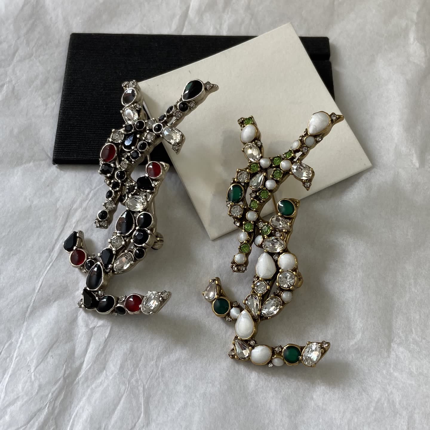 YSL Crystal Embellished Brooches
