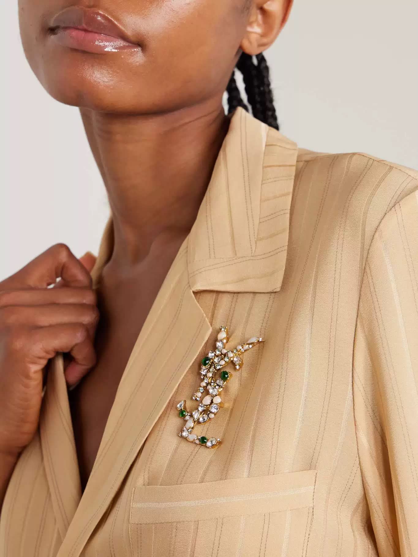 YSL Crystal Embellished Brooches