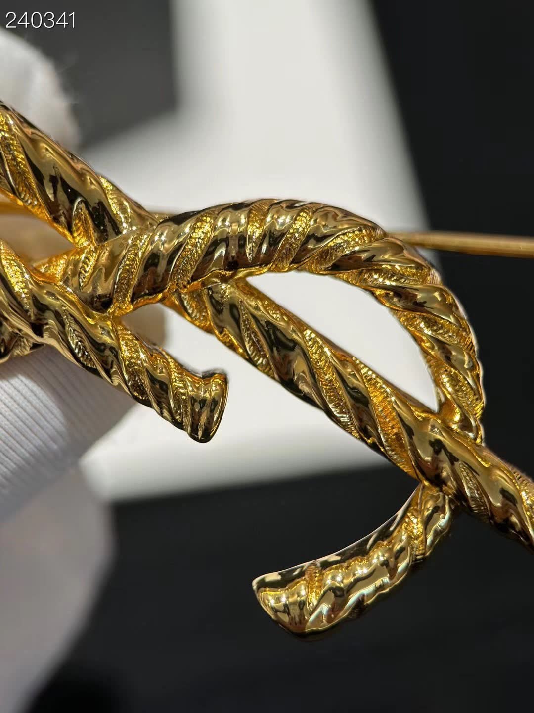 YSL Gold Logo Brooch