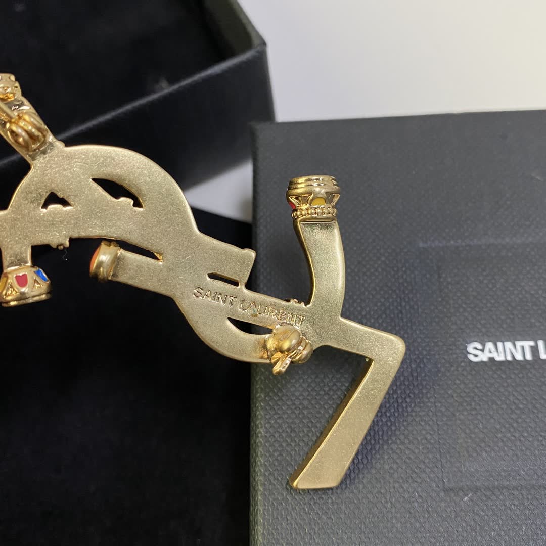 YSL Logo Brooch
